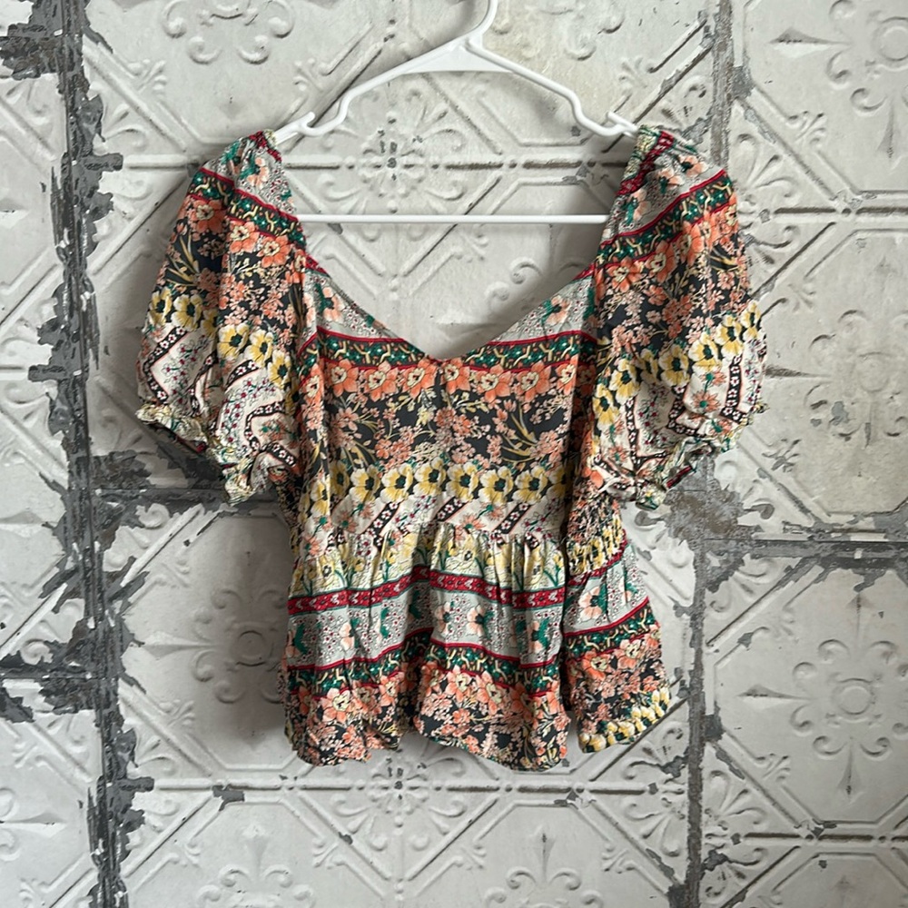 O’NEILL floral patterned babydoll crop